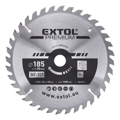 EXTOL PREMIUM pilový kotouč s SK plátky, 185x2,2x20mm, 36T, šířka SK plátků 3,2mm Dostupné varia