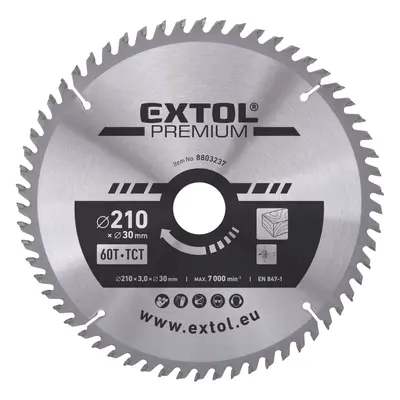 EXTOL PREMIUM pilový kotouč s SK plátky, 210x2,2x30mm, 60T, šířka SK plátků 3,2mm, SK Dostupné v