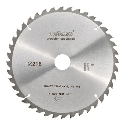 Metabo pilový kotouč precision cut wood - classic 216x30mm 40Z 5° negativ 628060000