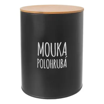 Kulatá plechová dóza POLOHRUBÁ MOUKA Black