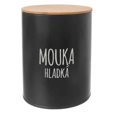 Kulatá plechová dóza HLADKÁ MOUKA Black