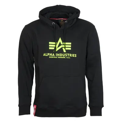 Alpha Industries Mikina Basic Hoody černá | neon yellow