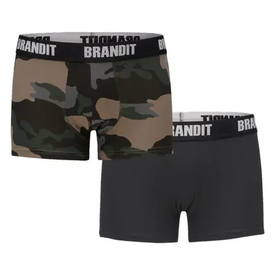 Brandit Boxerky Boxershorts Logo [sada 2 ks] darkcamo + černé