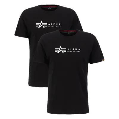 Alpha Industries Tričko Label T 2 Pack [sada 2 ks] černé | černé