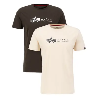 Alpha Industries Tričko Label T 2 Pack [sada 2 ks] black olive | jets stream white