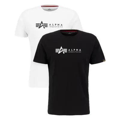 Alpha Industries Tričko Label T 2 Pack [sada 2 ks] černé | bílé