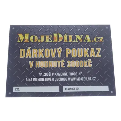 MDtools Dárkový poukaz MojeDílna.cz v hodnotě 3000 Kč Varianta: Online. platba předem