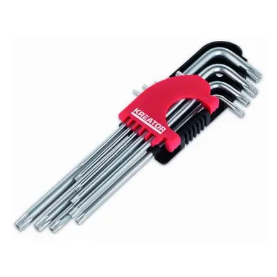 Klíče Torx s otvorem, prodloužené, TT10-TT50, 9ks - KREATOR