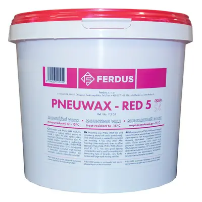 Montážní vosk, pasta Ferdus PNEU WAX - RED 5, červený, mrazuvzdorný, 5 litrů