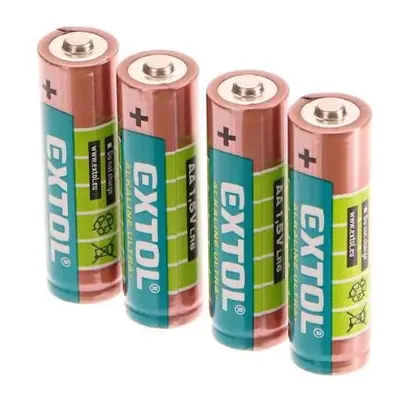 Baterie alkalické ULTRA +, 1,5V AA (LR6), sada 4 kusy - EXTOL LIGHT EX42011