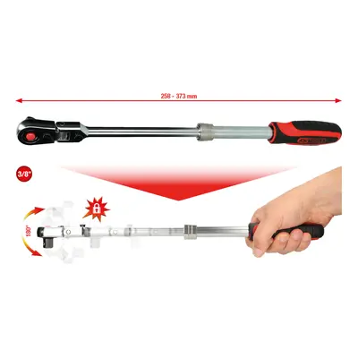 Teleskopická ráčna, kloubová, 3/8", přepínací, SlimPOWER, 258-373 mm - KS TOOLS 914.3820