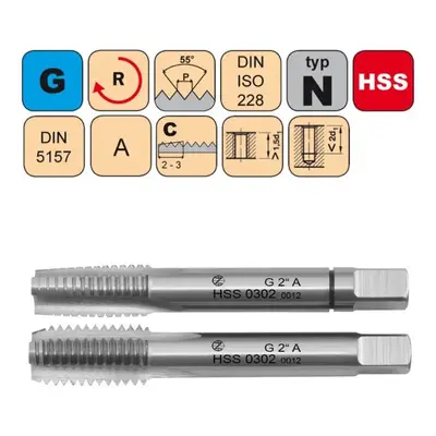 NÁSTROJE CZ Závitník sadový G1/4" I+III SADA A HSS DIN 5157