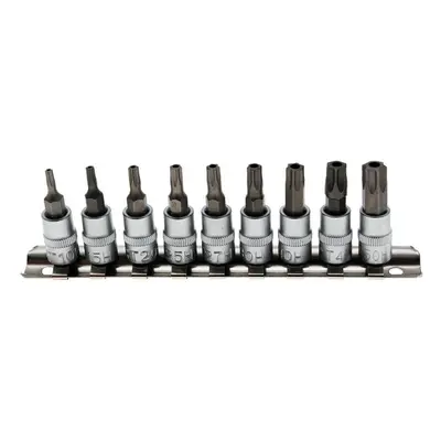 BGS technic Zástrčné hlavice 1/4" TORX s otvorem TT10-TT50, sada 9 ks na liště - BGS 2165