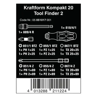 Wera 051017 Šroubovací čepele pro kola a elektrokola Kraftform Kompakt 20 Tool Finder 2 s