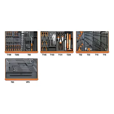 Sada modulů - 102 ks nářadí pro opravu automobilů, 4 plastové moduly - Beta Tools