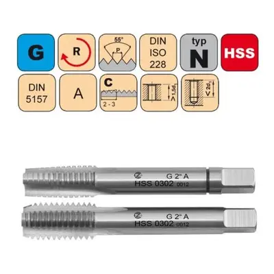 NÁSTROJE CZ Závitník sadový G1/8" I+III SADA A HSS DIN 5157