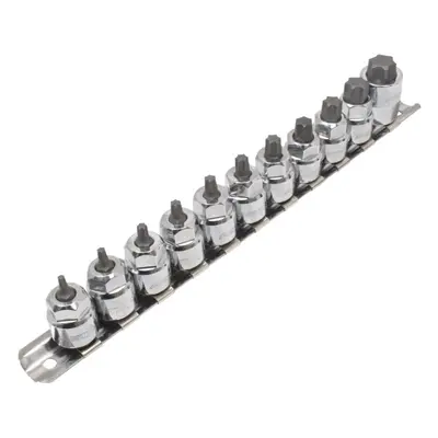 Zástrčné hlavice Torx 3/8", nízkoprofilové, na liště, T10-T60, 11 ks - ASTA