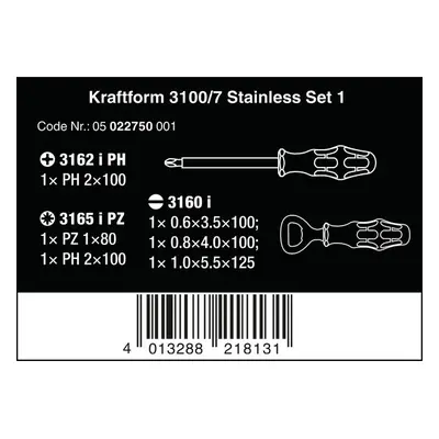 Wera 022750 Šroubováky Kraftform 3100 i/7 Set 1, nerezová ocel (Sada 6 dílů)