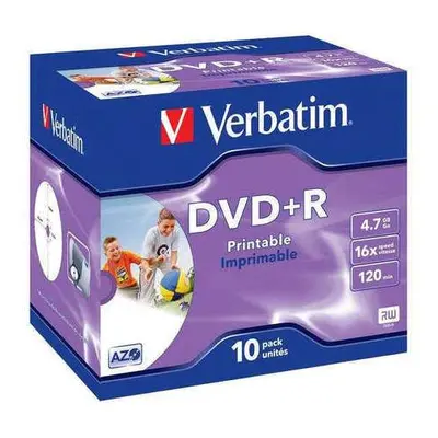 VERBATIM DVD+R 4,7GB/ 16x/ printable/ jewel/ 10pack, 43508