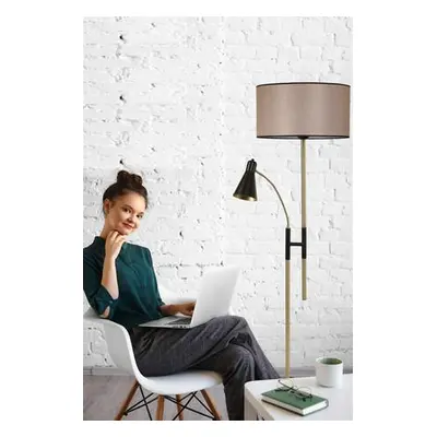 Opviq Floor Lamp Forza Eskitme Lambader Silindir Koyu Hasır Abajurlu Wicker