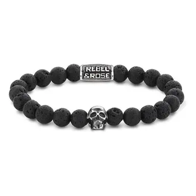 Rebel&Rose Korálkový náramek Skull Black Moon RR-SK001-S 17,5 cm - M