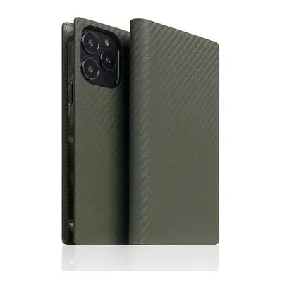 SLG Design puzdro D+ Italian Carbon Leather Diary pre iPhone 14 Pro - Khaki