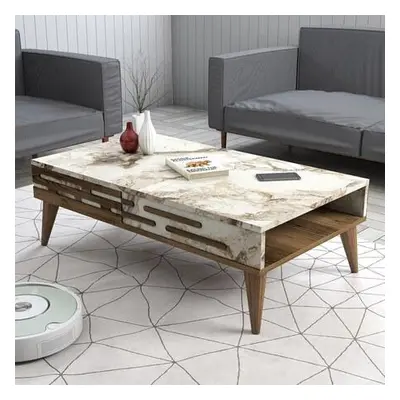 Hanah Home Coffee Table Valensiya - Walnut, White, Marble WalnutWhiteMarble