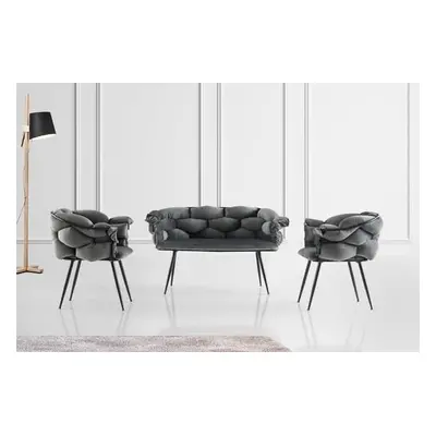 Hanah Home Sofa Set Balon - 2129 Dark GreyBlack