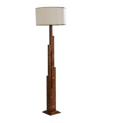 Opviq Floor Lamp Kule Ceviz Lambader Silindir Finli Krem Erkametli Walnut