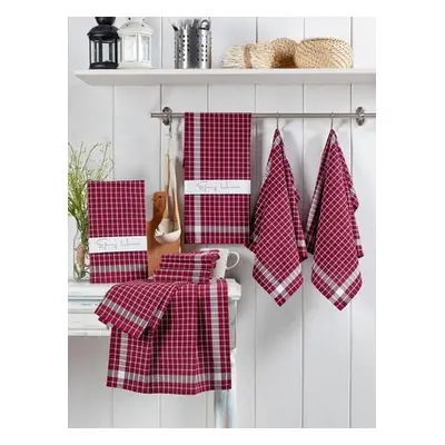 Hermia Wash Towel Set (10 Pieces) Küp - Claret Red Claret RedWhite