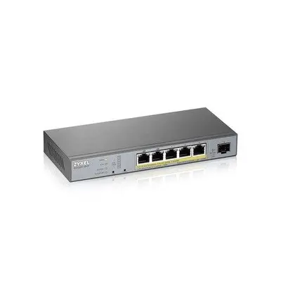 Zyxel GS1350-6HP, 6 Port managed CCTV PoE switch, long range, 60W, 802.3BT (1 year NCC Pro pack 