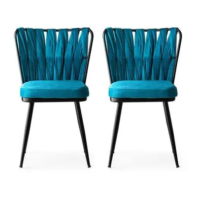 Hanah Home Chair Set (2 Pieces) Kuşaklı - 228 V2 BlackBlue