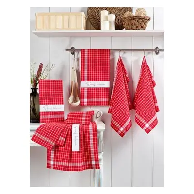 Hermia Wash Towel Set (10 Pieces) Küp - Red RedWhite