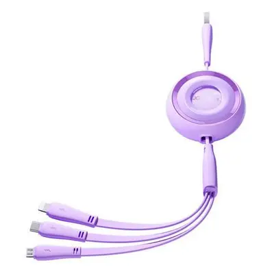 3v1 Joyroom Barevný kabel USB na USB-C/Lightning/Micro USB 3,5 A, 1 m (fialový)