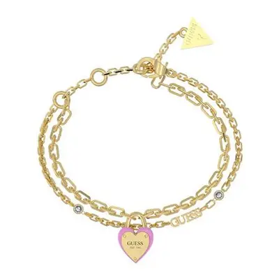 Guess Něžný dvojitý náramek All You Need is Love JUBB04206JWYGPK 18,5 cm