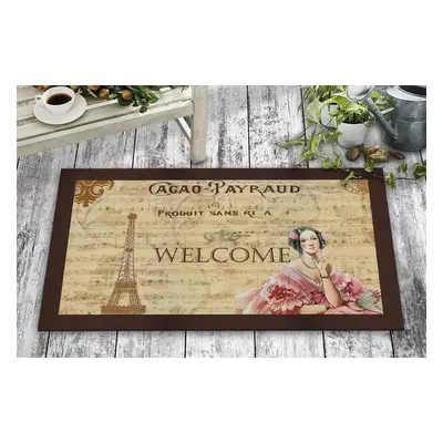 Aberto Design Pvc Doormat Tour Eiffel Welcome Multicolor