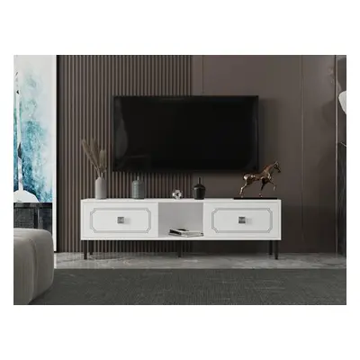 Hanah Home TV Stand Vonte - White, Silver WhiteSilver