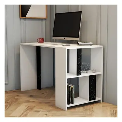 Hanah Home Study Desk Lima - White, Black Marble WhiteBlack