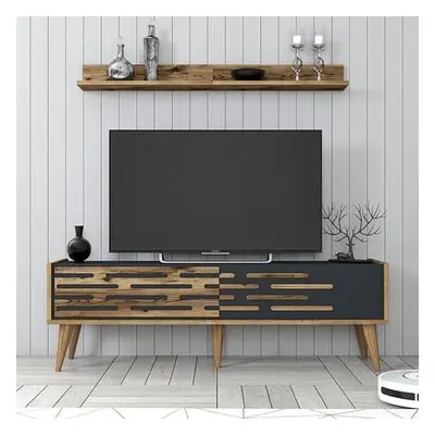 Hanah Home TV Unit Valensiya 140 - Walnut, Anthracite WalnutAnthracite