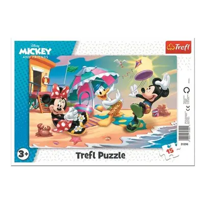 TREFL Puzzle Mickey a Minnie: Zábava na pláži 15 dílků