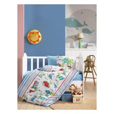 L'essentiel Maison Ranforce Baby Quilt Cover Set Dino v2 - Blue BlueWhiteRedGreen