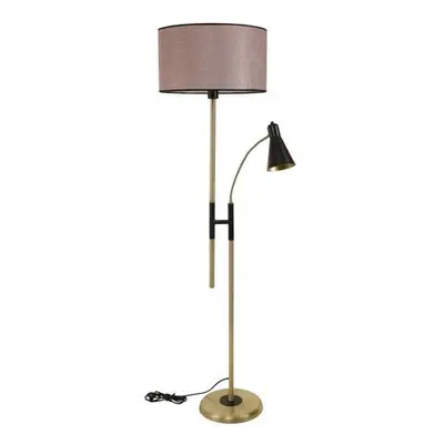 Opviq Floor Lamp Forza Eskitme Lambader Silindir Hasır Gül Kurusu Abajurlu Dusty RoseCopper