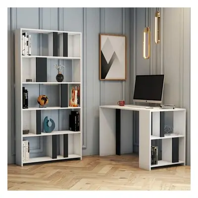 Hanah Home Study Desk & Bookshelf Lima - White, Anthracite