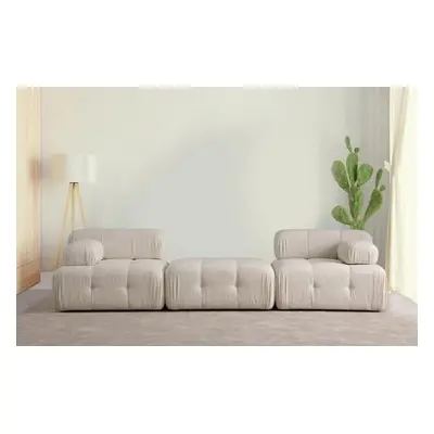 Atelier del Sofa 3-Seat Sofa Doblo 3 Seater ( L1-Pouffe-1R) - Cream Bouclette