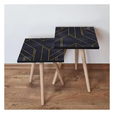 Hanah Home Nesting Table (2 Pieces) 2SHP156 - Navy Blue Navy BlueGold