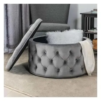 Hanah Home Pouffe Nilka Kapitone Pouffe - Grey