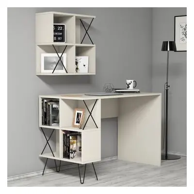 Hanah Home Study Desk Extra 2 - Cream CreamBlack