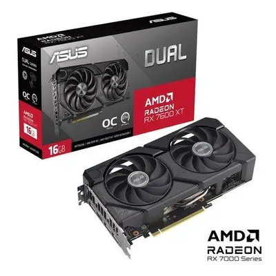 ASUS VGA AMD Radeon DUAL RX 7600 XT 16G OC, AMD RX 7600 XT, 16GB GDDR6, 3xDP, 1xHDMI, 90YV0K21-M