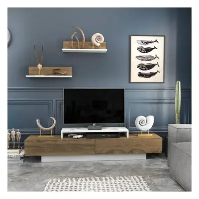 Hanah Home TV Unit Lusi - White, Oud Oak WhiteOud Oak