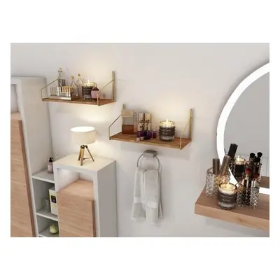 Hanah Home Wall Shelf Dekoratif Duvar Rafı GoldBrown